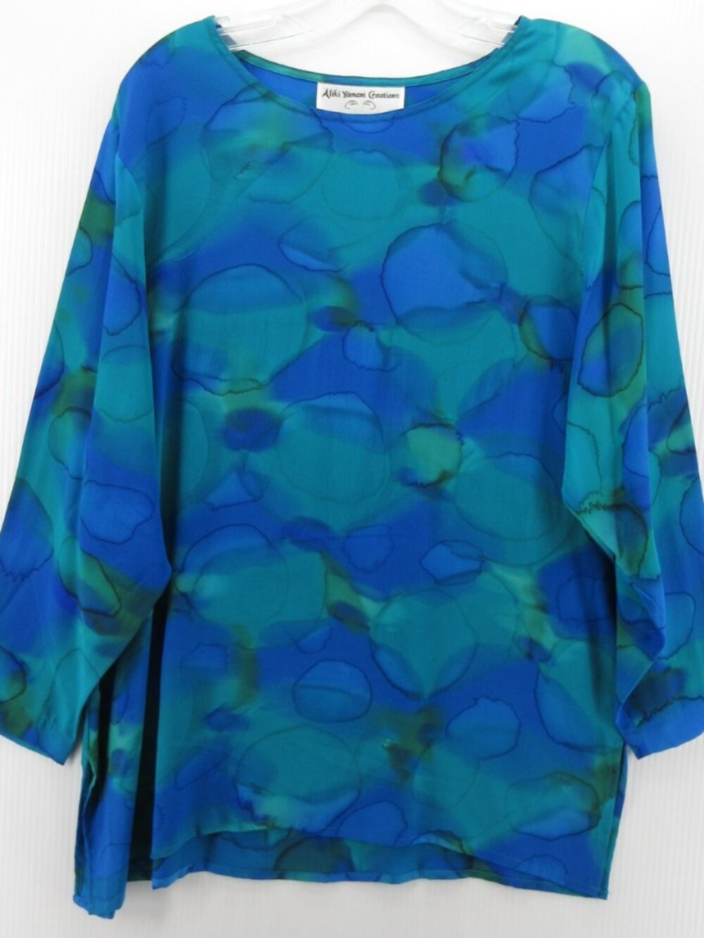 Aliki Yamani Creations Top Small Petites Silk Blouse Art Abstract *
